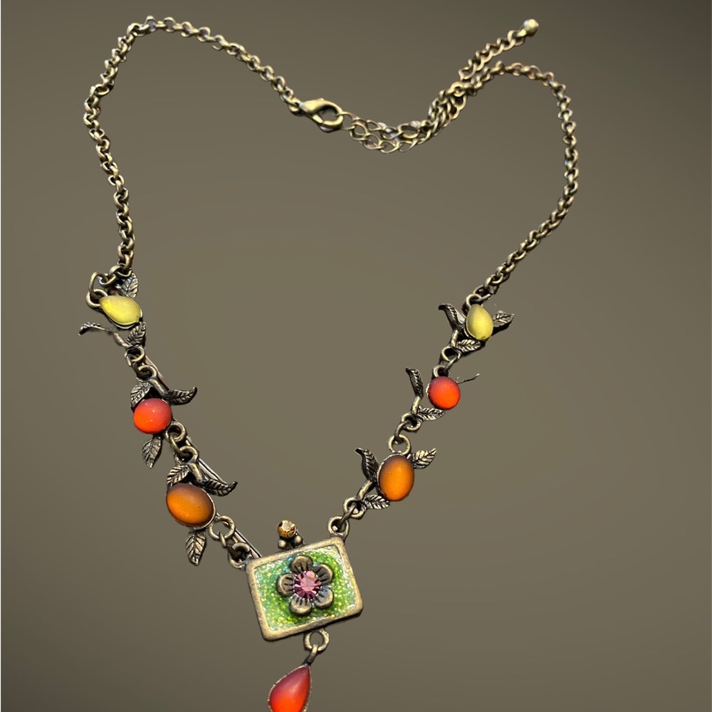 🌠Necklace Brass Link Colored Stones🌠